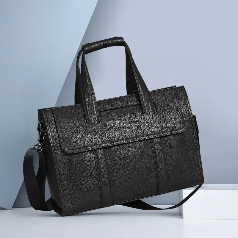 New Genuine Messenger Bag Men Leather Man Bags Handbag Top Layer Cowhide Laptop Bag 15.6inch Business Large Capacity Briefcase