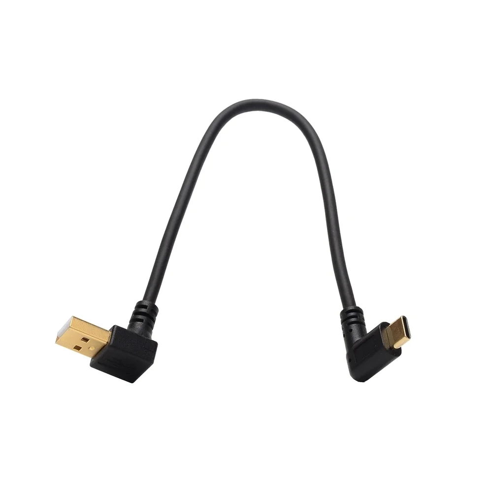 كابل USB من النوع c قصير محمول لخط الشحن 0.25 متر شحن سريع 90 درجة لشاحن بنك الطاقة كابل مسطح من النوع C 90 درجة