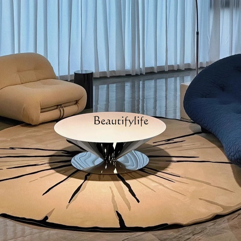 

Natural Kari ice jade luxury stone coffee table Italian light luxury suspended small apartment living room household stainless