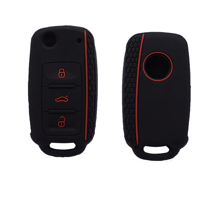 Cocolockey Silicone Car Key Cover Case for VW Golf for Skoda Yeti Superb Rapid Octavia for SEAT Leon Ibiza 3Button Remote Holder image 2