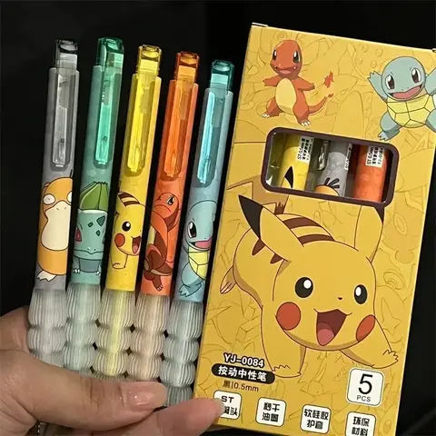 5 pz Pokemon Penne Pikachu Squirtle Charmander Carino Presse Penna Gel Set Anime Cartoon Scuola Forniture di Cancelleria Per Ufficio Regali Per Bambini