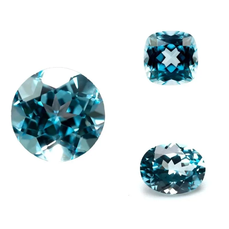 Lab Grown Sapphire Aquamarine Color Oval Cut Gemstone VVS1 for Charms Jewelry Making Certificate Multiple Shapes Selectable view 2