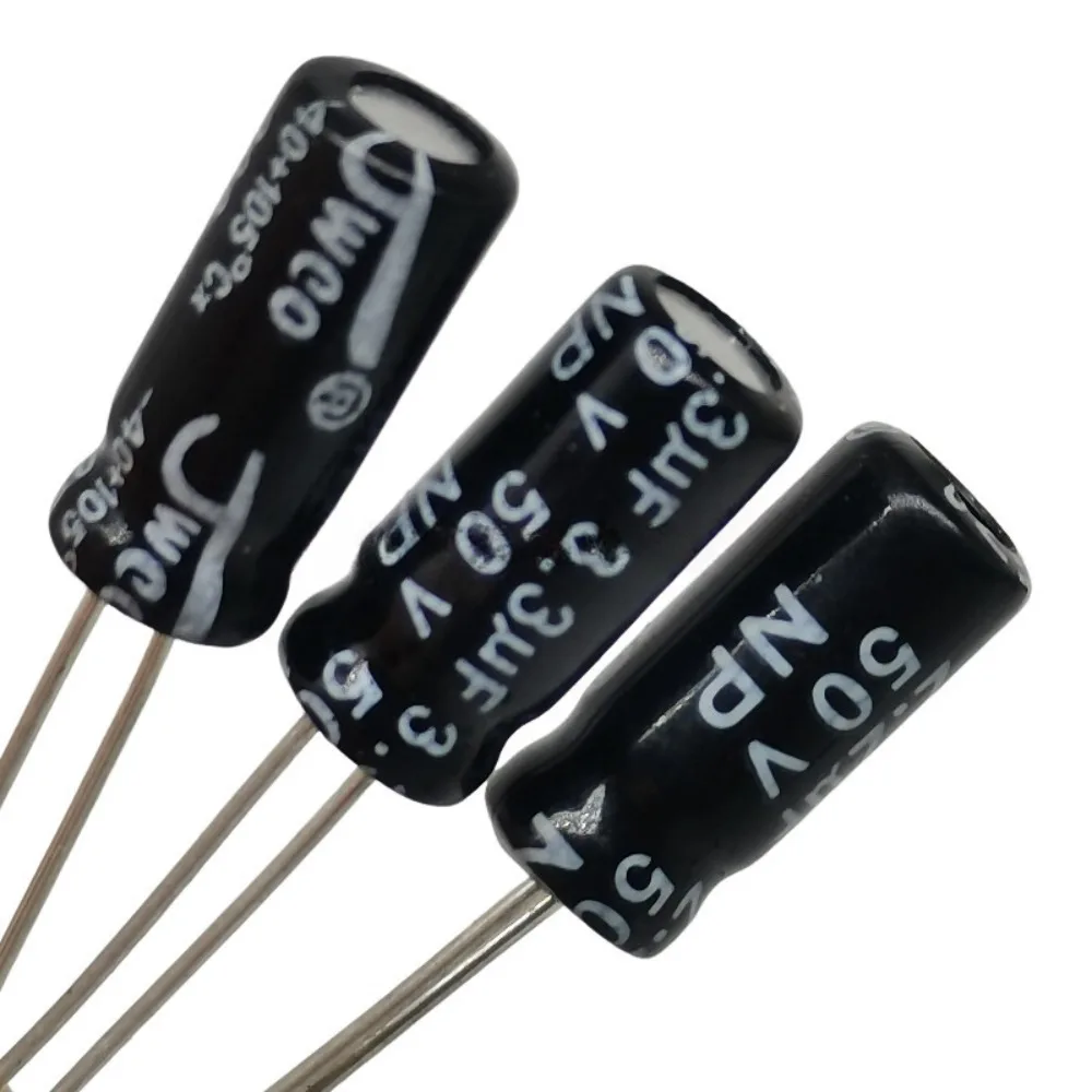 100 SZTUK NIEPOLAROWYCH KONDENSATORÓW ELEKTROLITYCZNYCH NP 50V 1uF 2.2uF 3.3uF 4.7uF 10uF 22uF 47uF Radialne Bipolary 105 ° C Długa Życie — zdjęcie produktu 4