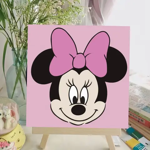디즈니 만화 유화 숫자로 미니 마우스 DIY 숫자로 색칠 그리기 아크릴 페인트 키트 홈 벽 장식 선물
