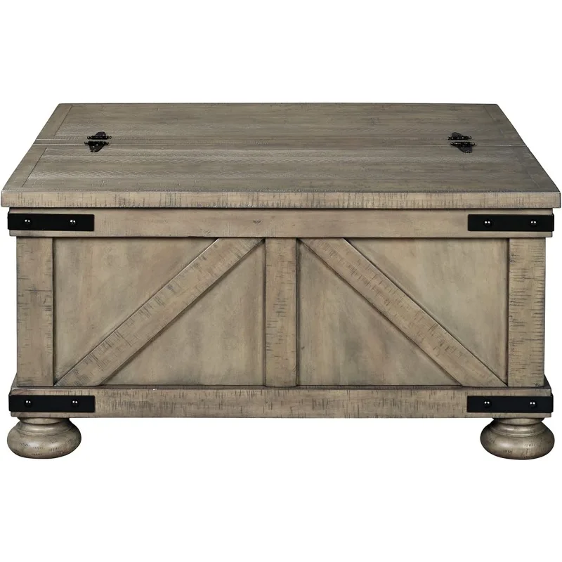 Ashley Aldwin Signature Design Farmhouse Square Coffee Table, Easy Storage, Easy Assembly, for Living Room