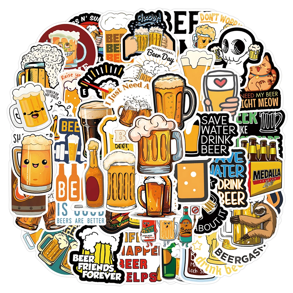 10/30/50/110pcs Cartoon Wine Brewage Beer Stickers Cool Graffiti Notebooks Skateboard Motorcycle Waterproof Cute Sticker Packs