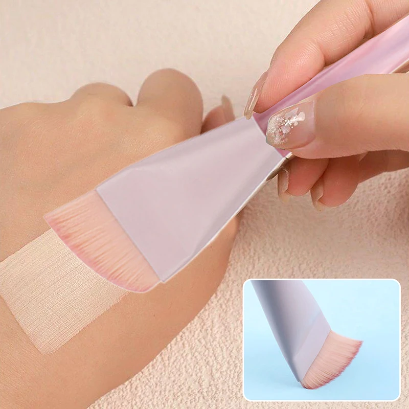 Brocha para base plana de doble cabeza, brocha para máscara sin rastro, brochas de maquillaje en crema para base mixta, herramienta de belleza para todo tipo de piel