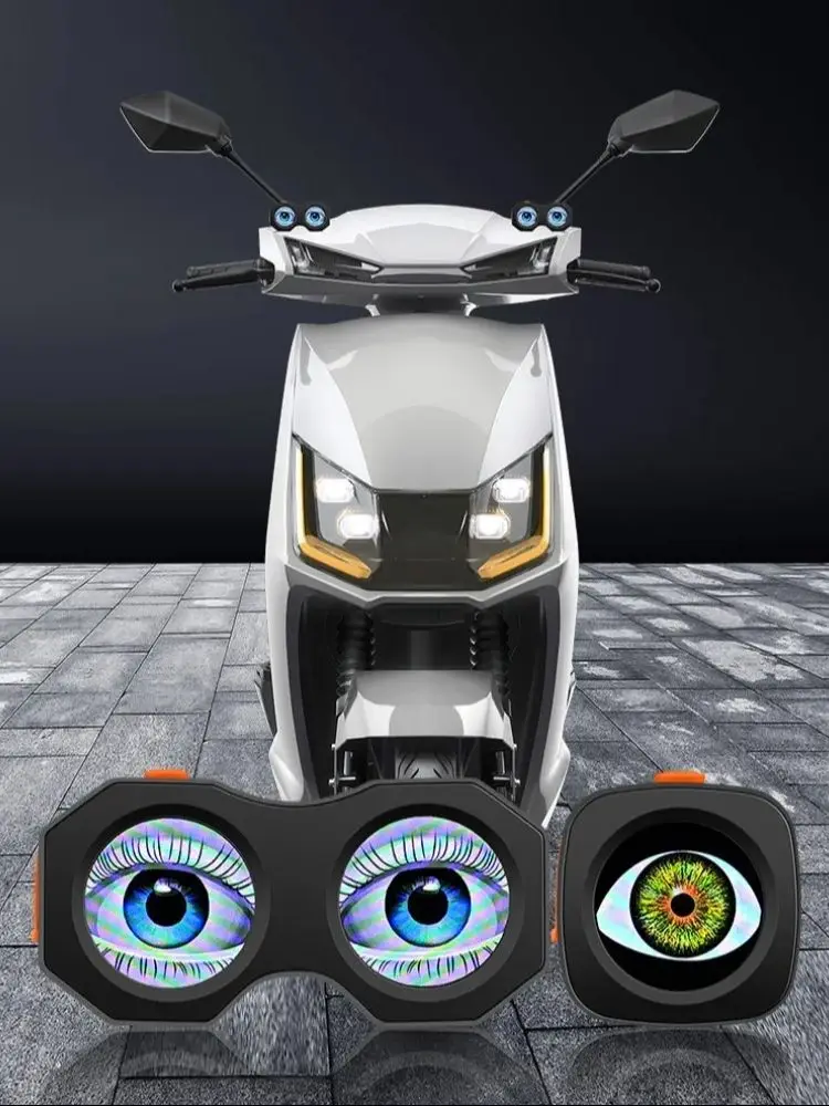 AliExpress EURS Motorcycle Bicycle Rearview Mirror Decorative lights 3D Dynamic Devil Eye USB rechargeable LED Light Retrofit Kit GIF Customizab