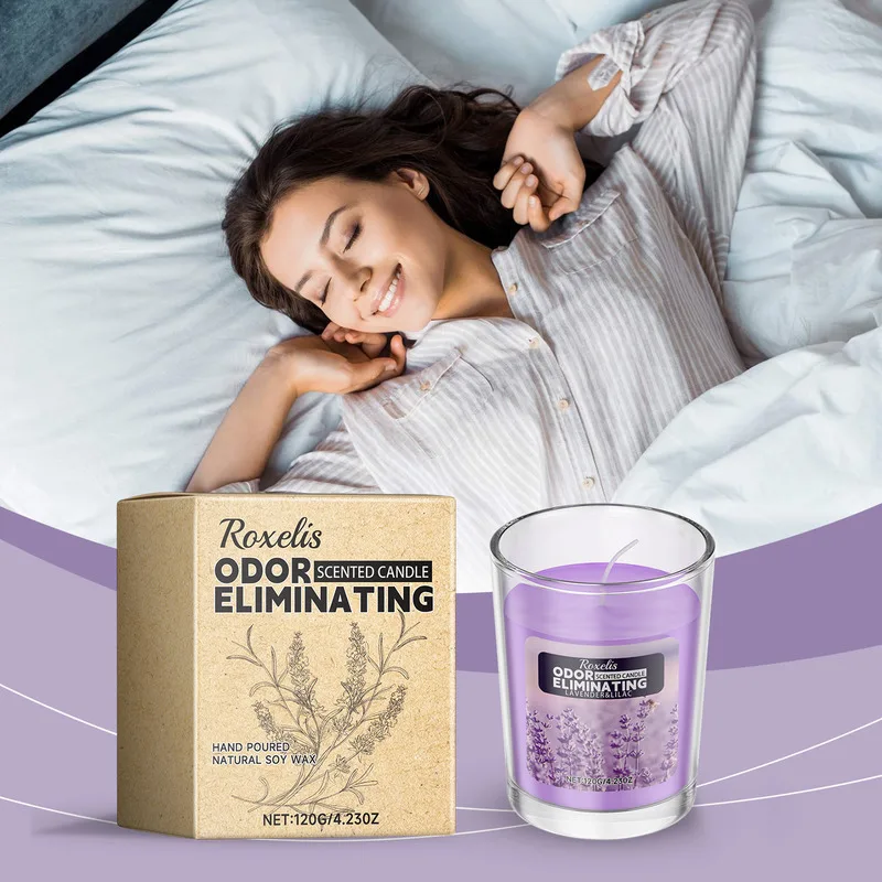 Roxelis-vela perfumada de lavanda, cera de soja, aceite de rosa, fragancia duradera, crea un ambiente romántico, relaja el estado de ánimo