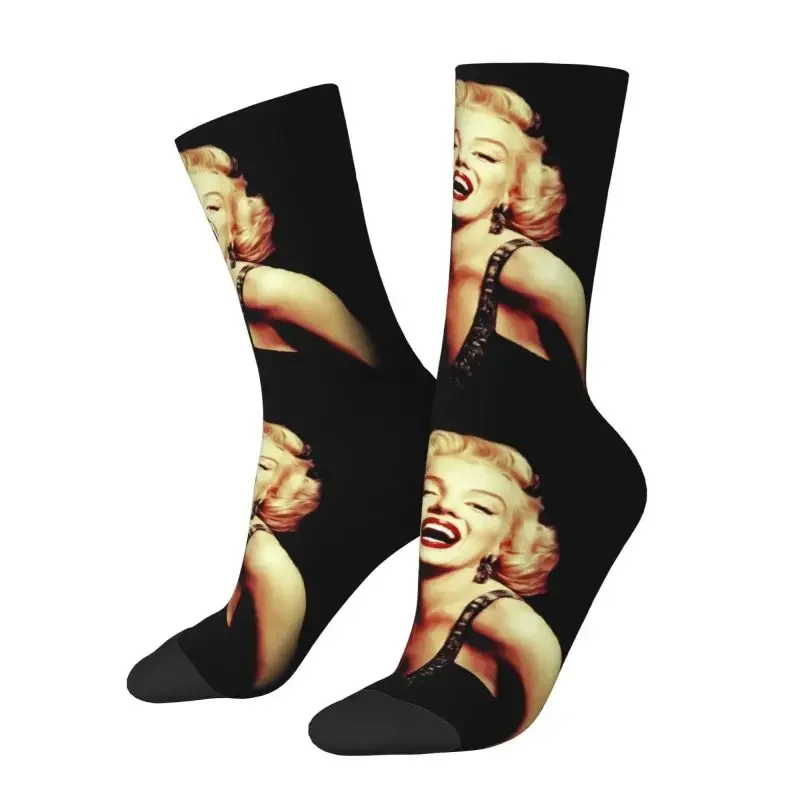 Novelty Print Monroe Marilyns Sexy Golden Girl Socks for Men Male Women Stretchy Summer Autumn Winter Crazy Crew Socks