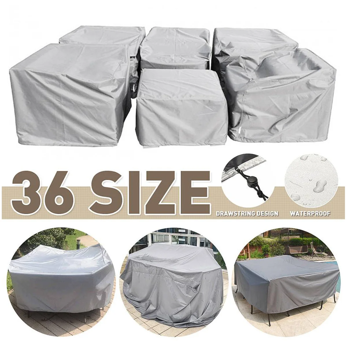 Terrassen- und Terrassenmöbelbezug, wasserdichter 210D-Möbelbezug, geeignet für Outdoor-Sofagarnitur – Detail 11