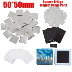 50/100Pcs Set Square Strong Magnetic Fridge Magnet Badge Machine Consumables 50*50mm Fridge Magnet Button Parts DIY Decorative