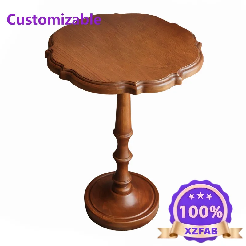 Factory Direct 2026 Retro lace small coffee table solid wood medieval round small edge corner few balcony living room household