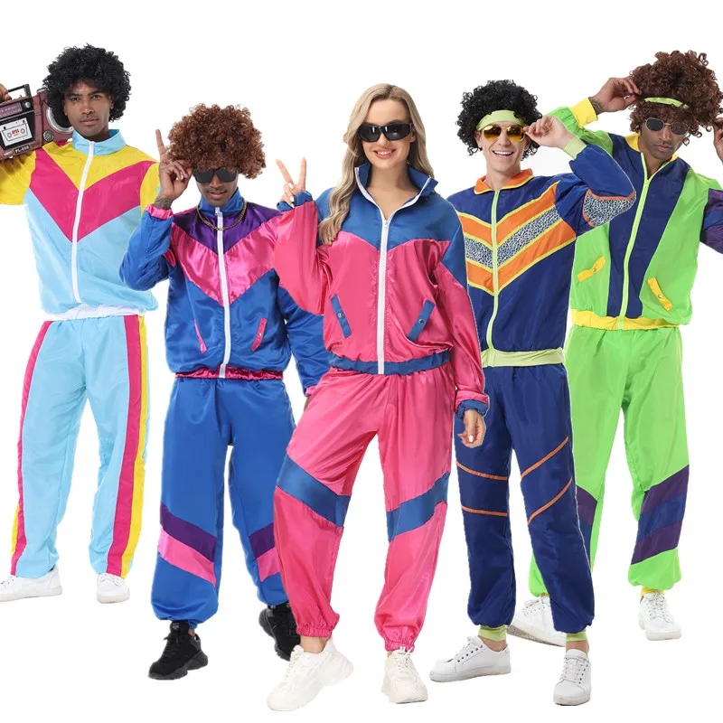 

Disco Retro Trendy Performance Clothes 80s Hip Hop Rock Music Couple Sportswear Multiple Colors Stage Costumes for Women