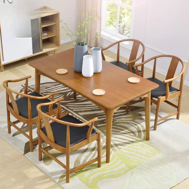 Massivholz Armlehnenstuhl Nordic einfache PU Pad Taishi Stuhl Studie Computer Massivholz