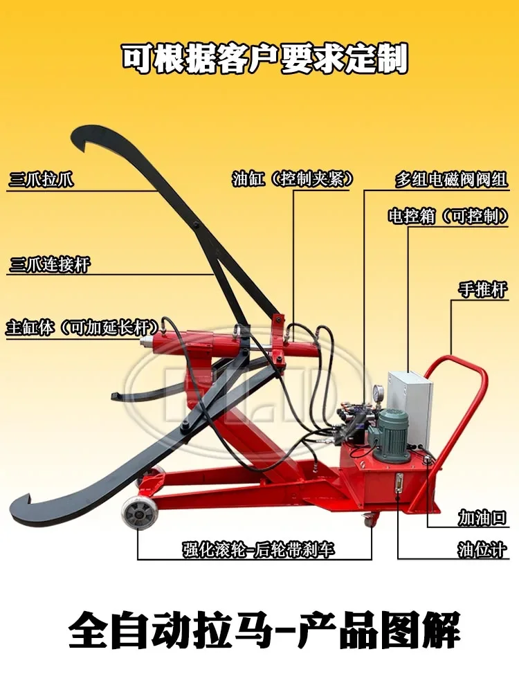 Estrattore idraulico montato su veicolo completamente automatico, estrattore a disco per cinghia di rimozione a tre artigli