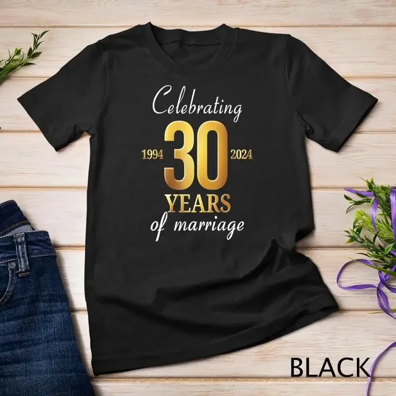 30 Years Of Marriage Est 1994 2024 30th Wedding Anniversary Unisex T shirt