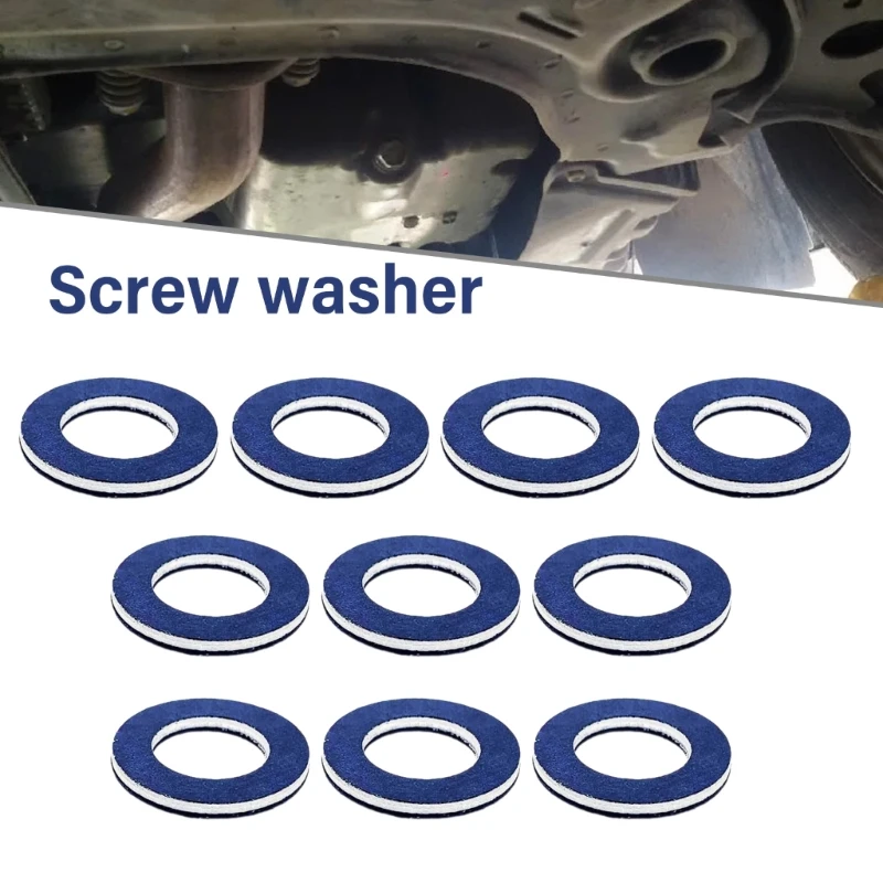 Set of 10 Engine Oil Pans Sealing Washers Professional Oil Drain Seal Washer High Temperature Resistant Oil Plug Rings