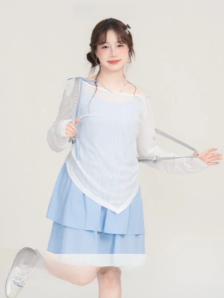 

Новинка! Женский комплект из двух предметов больших размеров: летний антивозрастной наряд в корейском стиле с длинными рукавами.