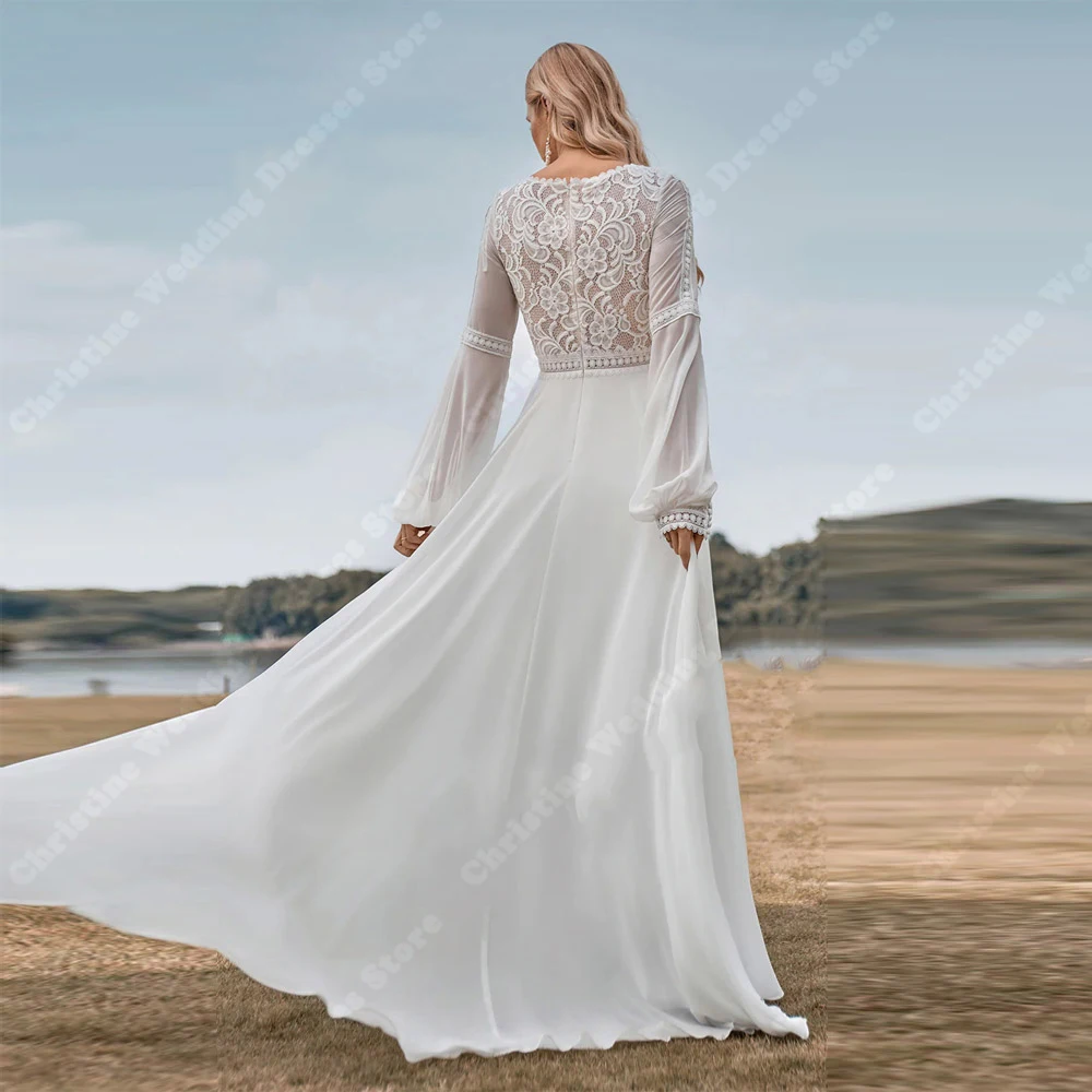 Bohemia A-Line Women Wedding Dresses Sexy Deep-V Neck Long Sleeves Bride Gowns Elegant Bridesmaid Attire Vestidos De Noivas 2024