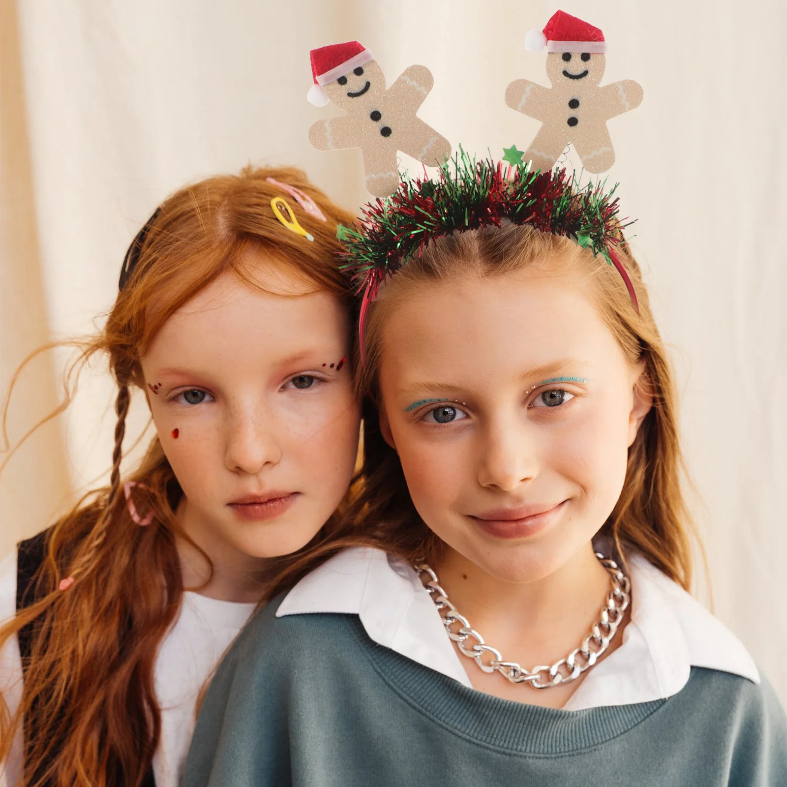 

3Pcs Gingerbread Themed Headbands Cheerful Christmas Party Supplies Costume Accessory for Holiday Celebrations