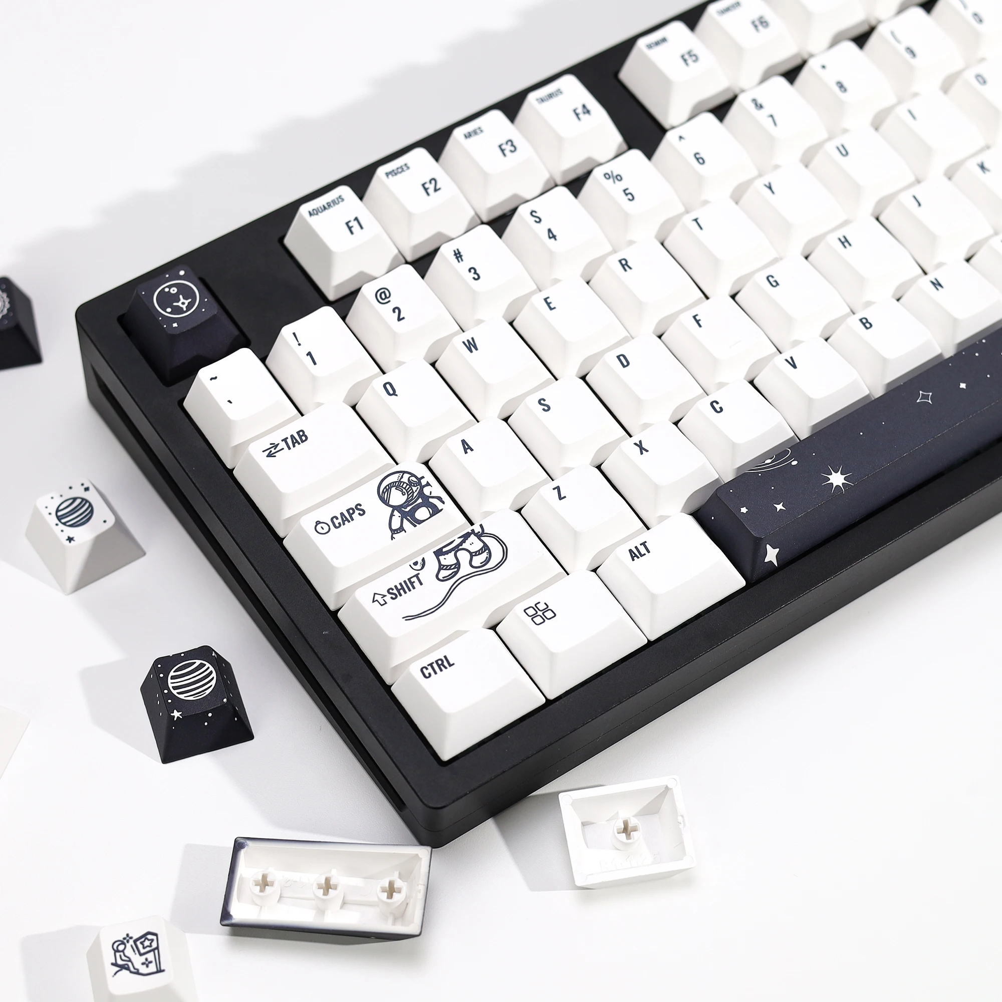 KBDiy 139 Keys Outer Space Keycaps for Mechanical Keyboard Korean Japanese Keycap PBT Cherry Profile Custom for MX Switches 60