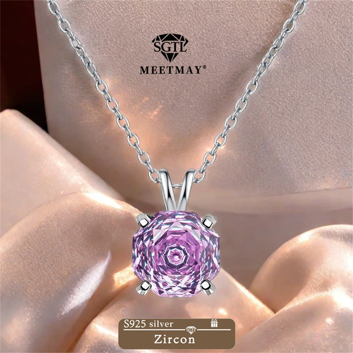 

Classic rose cutting Zircon in a variety of colors S925 Sterling Silver pendant necklace for women fine jewelry free gift box