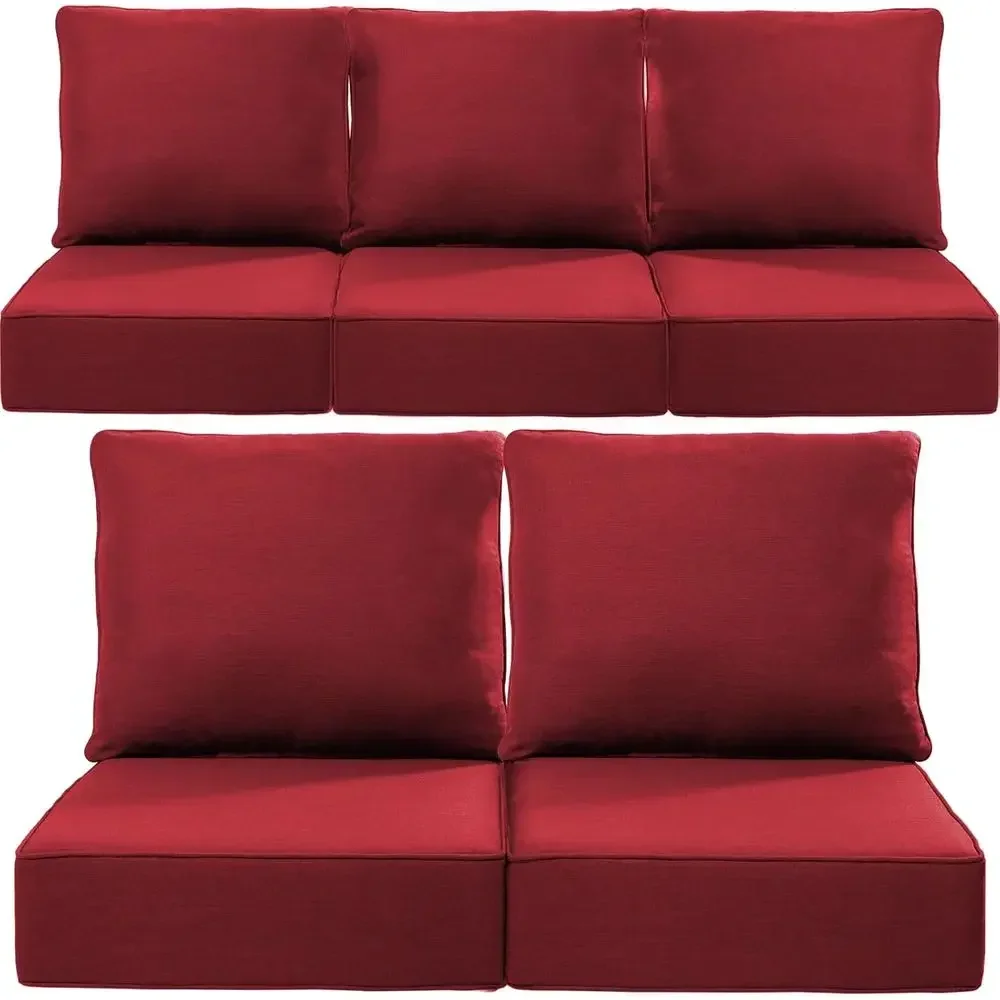 6-Inch Outdoor Cushions in 22x24/22x25 Sizes or 5-Piece Patio Furniture Set - Water-Resistant Pillows, Dining, Rocking, Swivel C