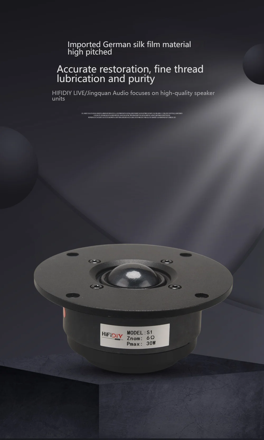 S1 HiFi 4-Zoll-Hochtöner-Lautsprechereinheit mit Transparenter Seidenmembran, 6 Ohm, 30W, für Heimkino, Hochton-Lautsprecher 94/100/104/110/116/120 – Detail 1