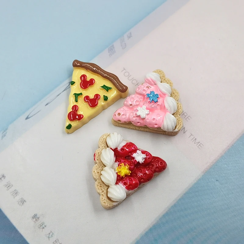 10pcs Kawaii Simulated Food Sandwich Charms Pendant For Jewlery Making Findings Resin Pink Strawberry Cake Floating Charm C932