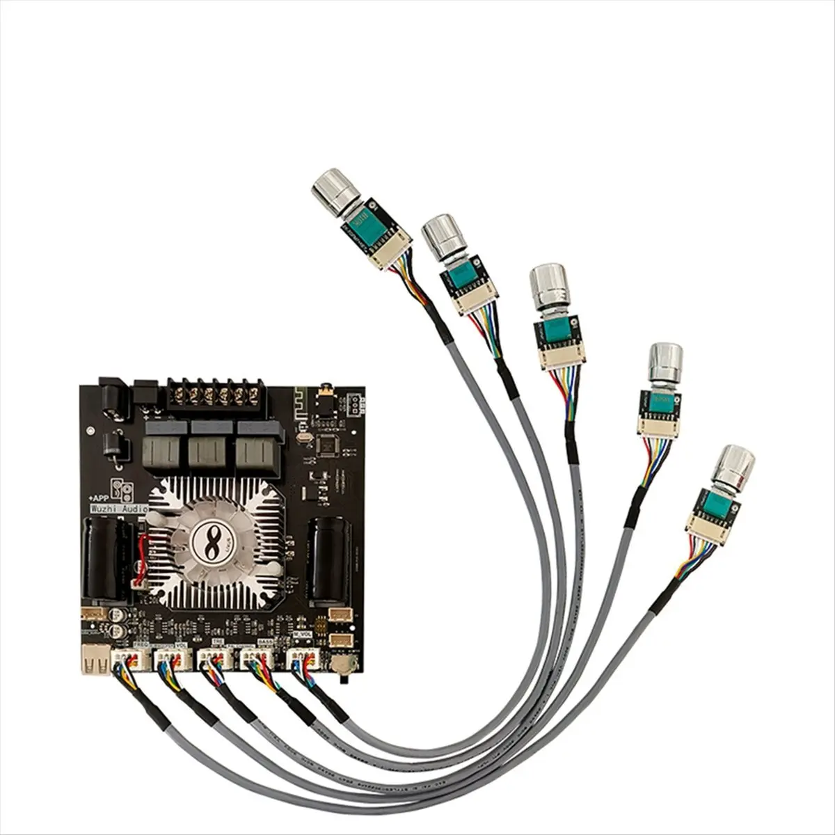 

FSLH-ST21 Плата цифрового усилителя мощности 2,1-канальный 2x100 Вт + 200 Вт сабвуфер TPA3221 Модуль усилителя Bluetooth с выводами