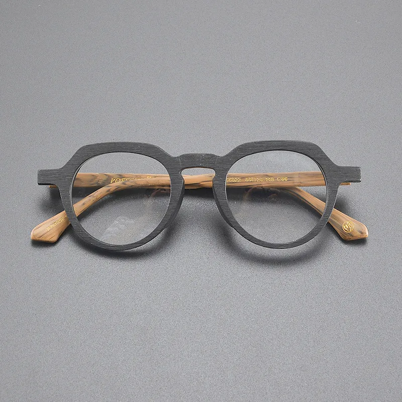 Acetate wood grain glasses frame Retro round myopia prescription optical glasses frame retro luxury brand glasses for men and wo