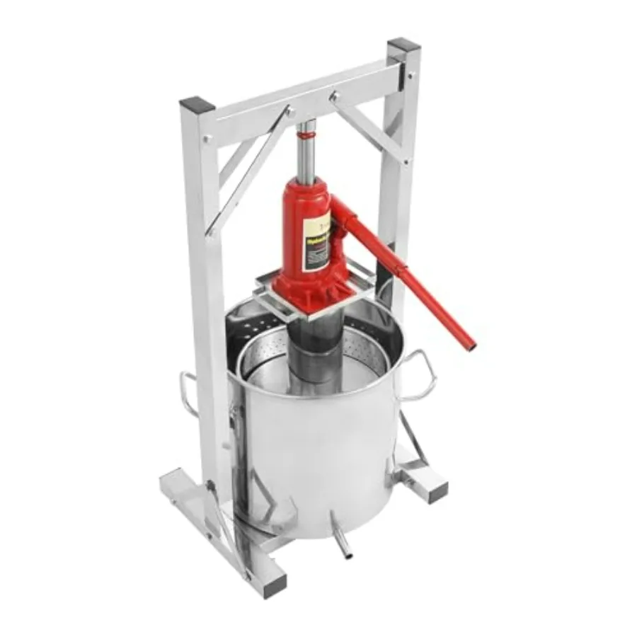 Fruit Wine Press 12L 3.2Gal Stainless Steel Manual Juice Maker Hydraulic Jack Juicer Hand Squeezer with THandle for Wine Cheese