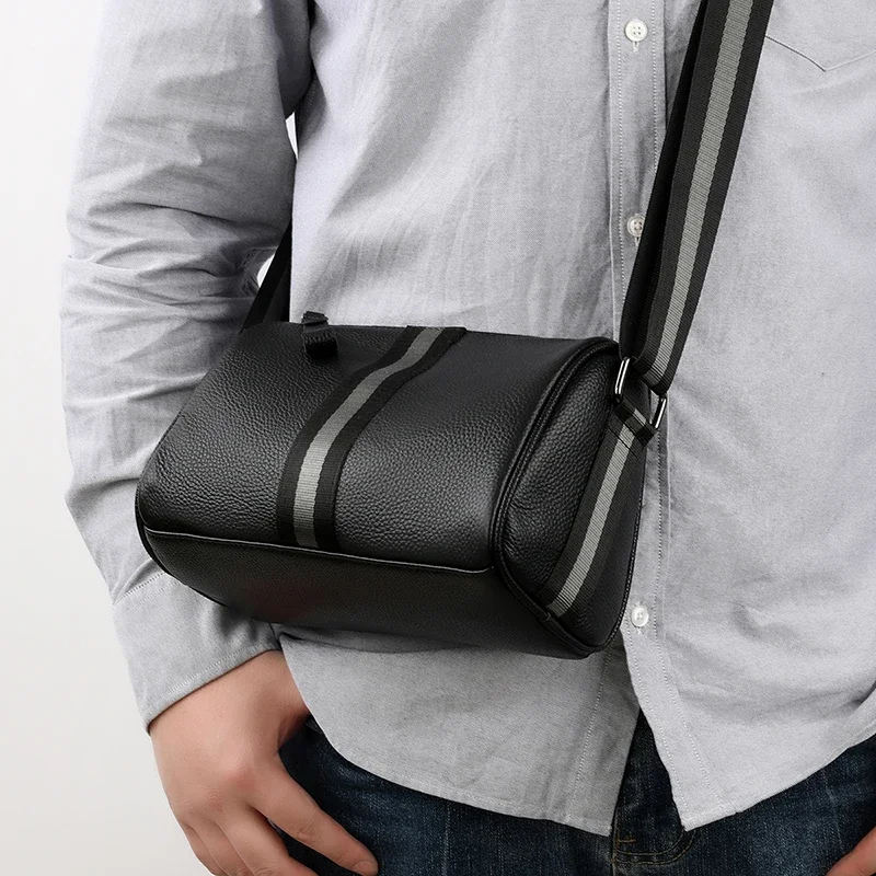 

2025 Newest Fashion Leisure Men Cool Multi-function Casual Boys Geniune Leather Crossbody Chest Bags With Big Pockets Outdoors