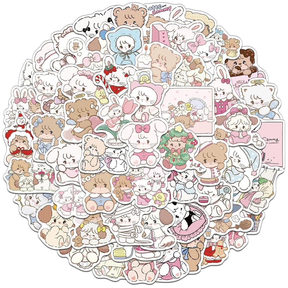 60PCS Creative MIKKO Cute Stickers Sticker Decoration DIY Water Cup Skateboard Notebook Waterproof Stickers