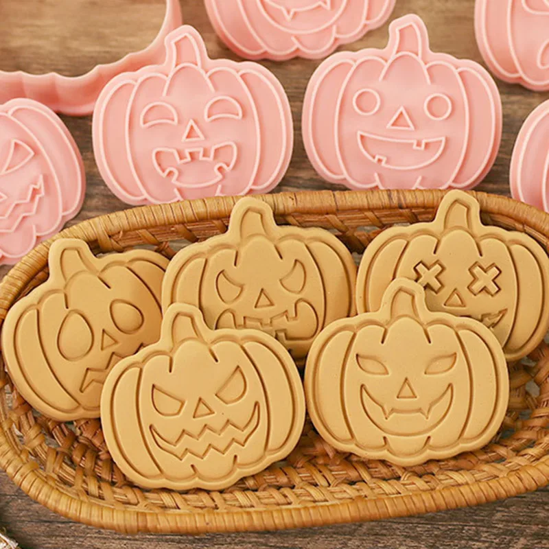 10Pcs/Set Halloween Biscuit Mold Ghost Pumpkin Shape Cookie Cutter Stamp Fondant Cake Decoration Tools