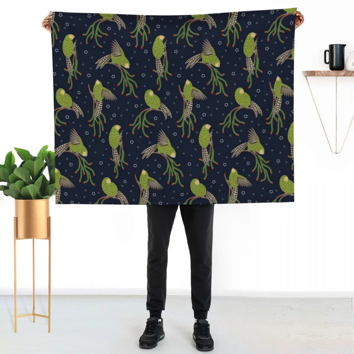 

Kakapo and Rimu Throw Blanket Stylish Decor Blanket Gift for Friends Roommate