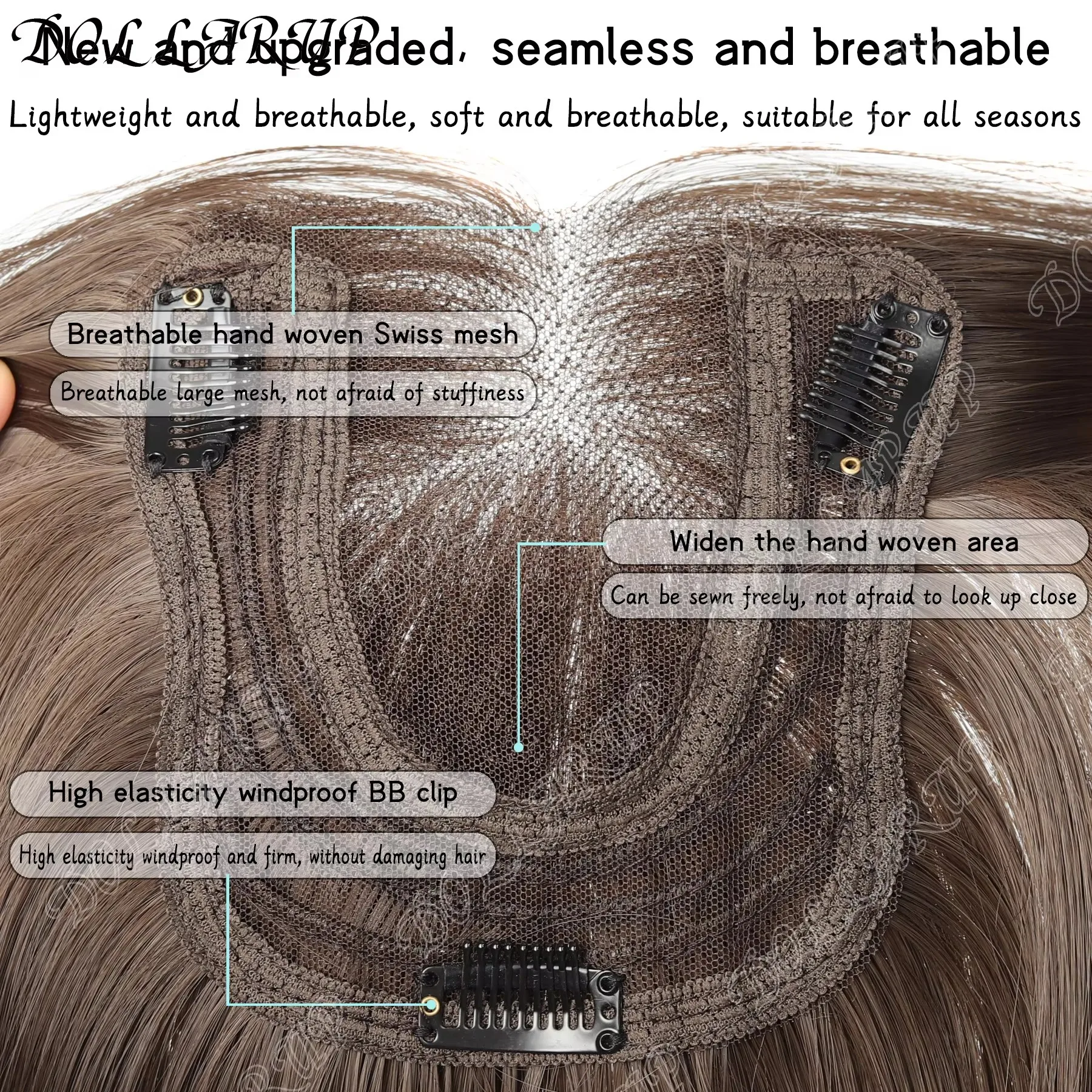 JKL الشعر توبر 4 بوصة القبعات العالية للنساء مع مشبك شعر ترقق في قطع الشعر لتساقط الشعر الاصطناعية القبعات العالية مع حظر #5