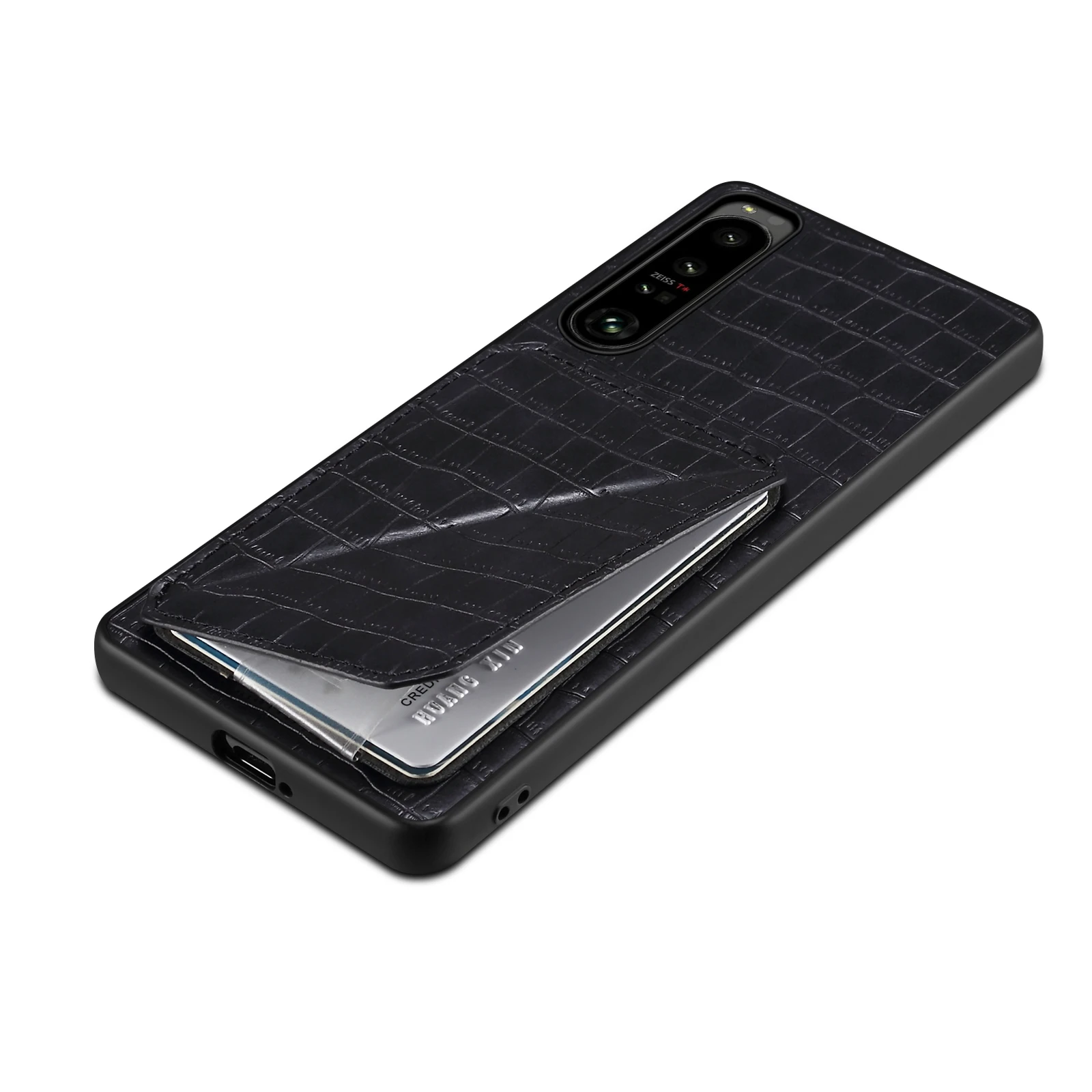 Denior for Sony Xperia 10/1 Series crocodile pattern PU leather card insertion phone case, credit card wallet clip (1 card slot) view 5