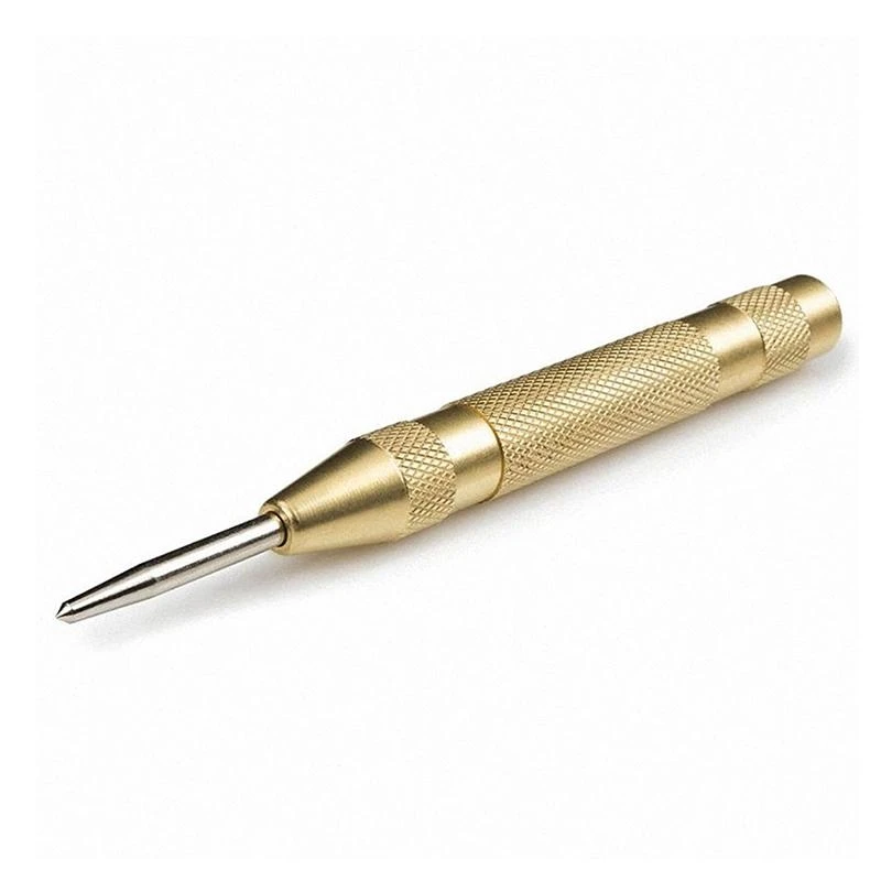 New 5'' Automatic Center Pin Spring Loaded Marking Starting Hole Tool Gold