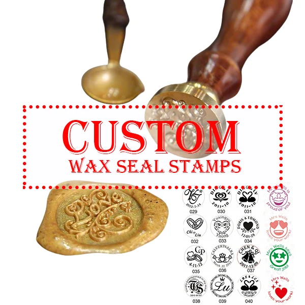 

Custom Brass Wax Seal Stamp Initial Text Personalized Logo Design Bell Ring Ornament Design for Diy Wedding Valentine's Day Gift