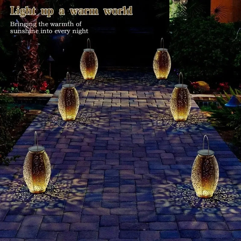 Solarlaternen, hängende Solarleuchten für den Außenbereich mit Griff, wasserdicht, dekorative Solar-Gartenleuchten aus Metall für Terrasse, Veranda, Weg