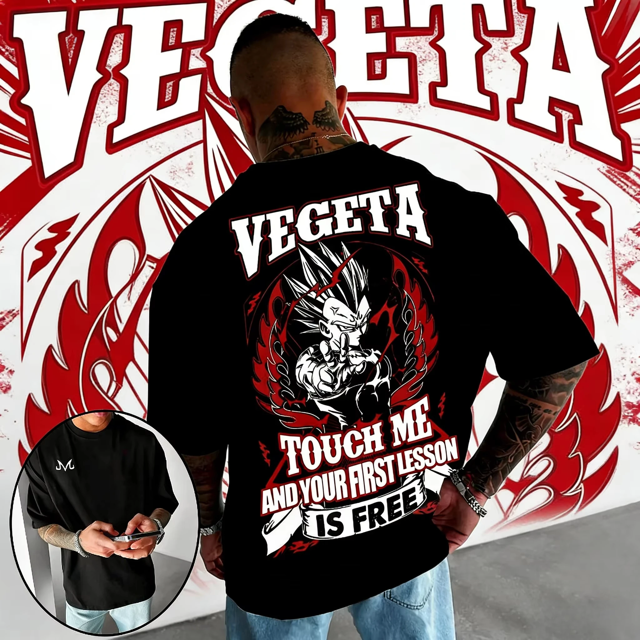 2026 Neues Dragon Ball Retro Vegeta Print T-Shirt Kurzarm-T-Shirt Herren- und Damen-T-Shirt Sport Fitness Herren-T-Shirt