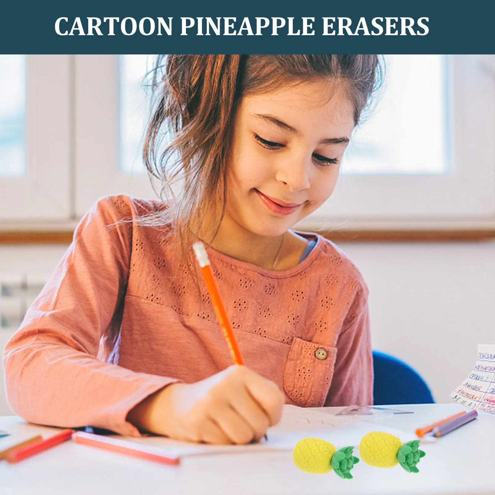 

30Pcs Pineapple Modeling Erasers Adorable Fruit Shaped Kids Erasers Easy to Use Vivid Colors Perfect for School Stationery