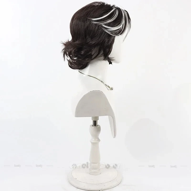 Men Women CO:E33 Festival Role Play Clair Obscur:Expedition 33 Verso Cosplay Wig Black White Short Curly Hair Synthetic Wigs view 2