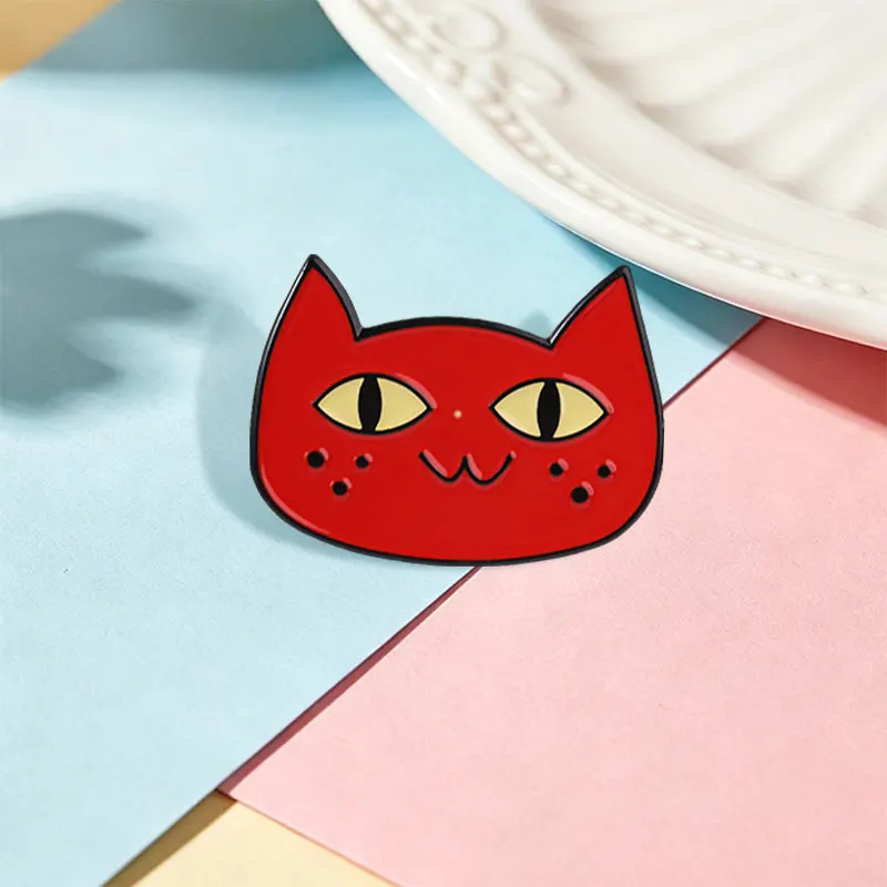Comedy Adventure Animation Red Cat Enamel Pin Funny Cute Red Cat Anime Metal Brooch Clothes Bag Badge Jewelry Gift for Friends