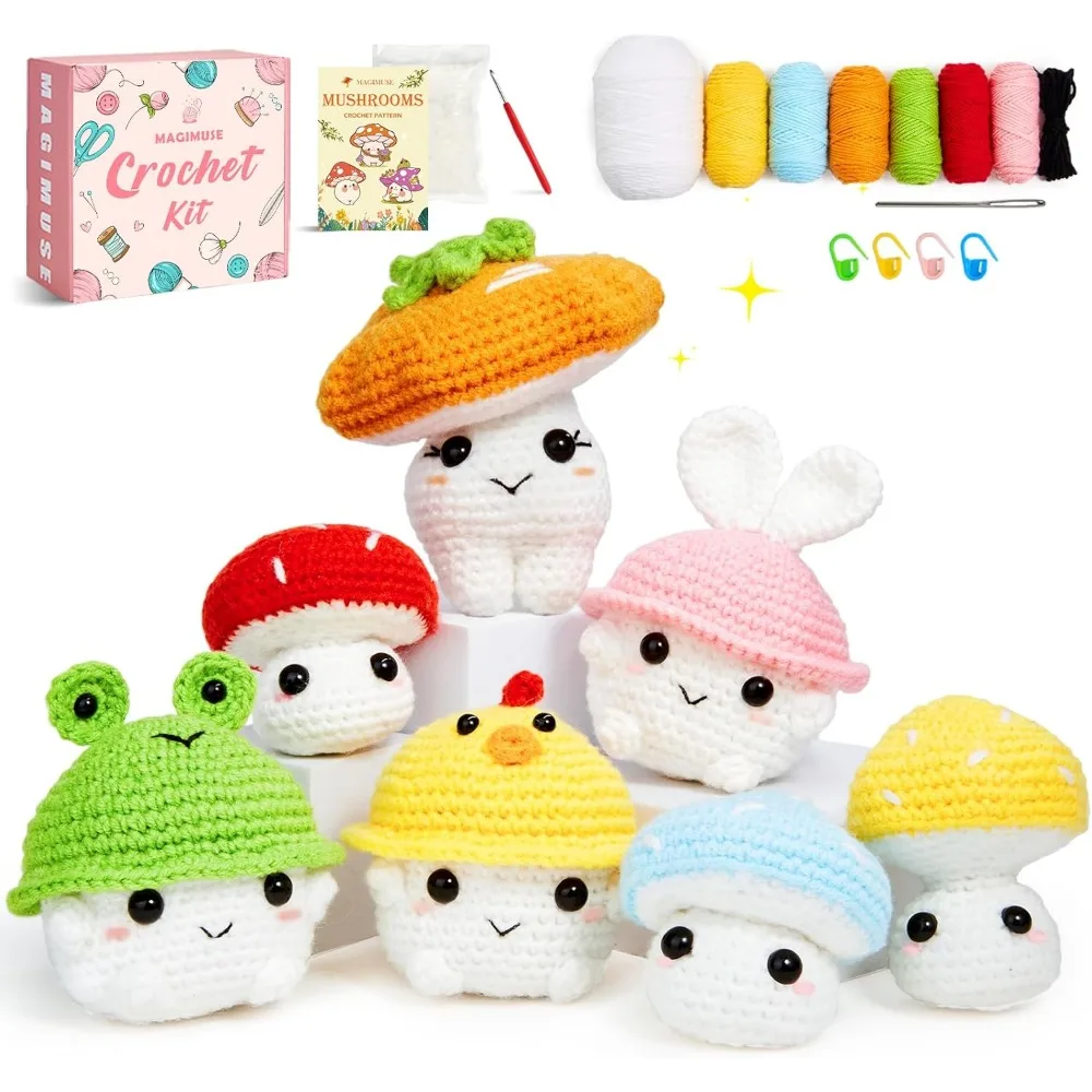 مجموعة كروشيه للمبتدئين، مجموعات كروشيه للبالغين أميجورومي كرافت الحياكة مجموعات كروشيه مع توت فيديو خطوة بخطوة #1