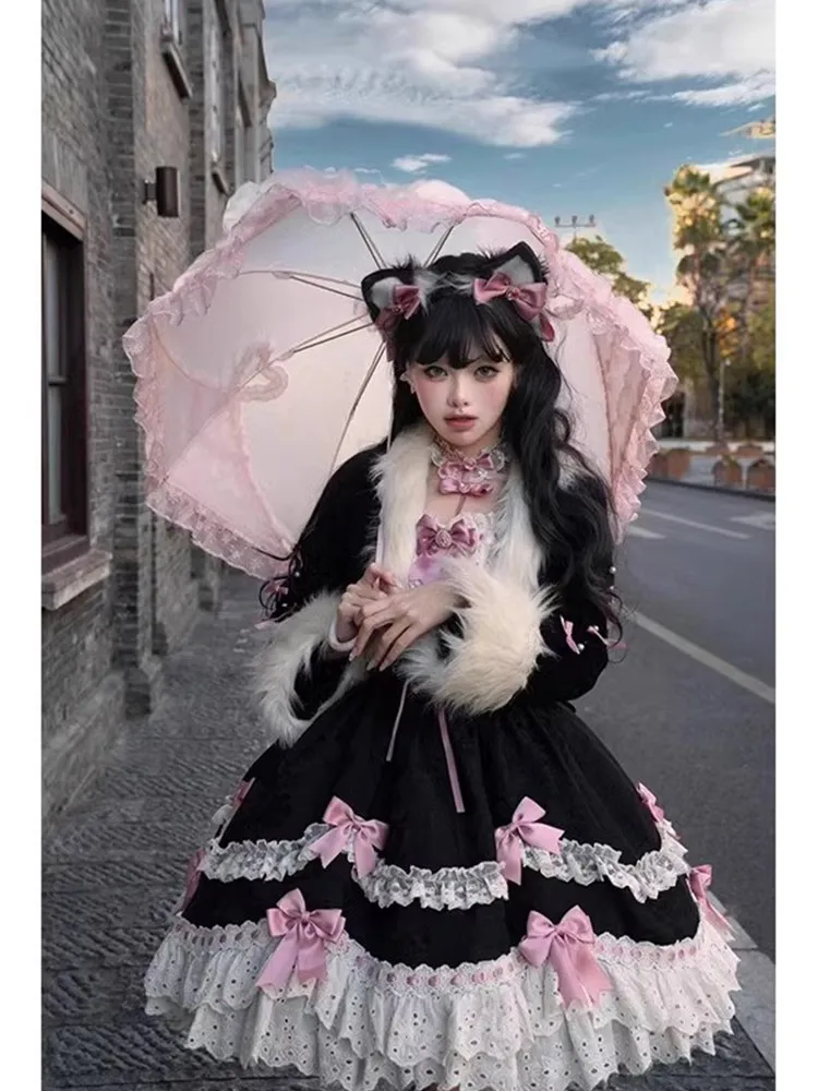 

New robe black cute little coat dress suit