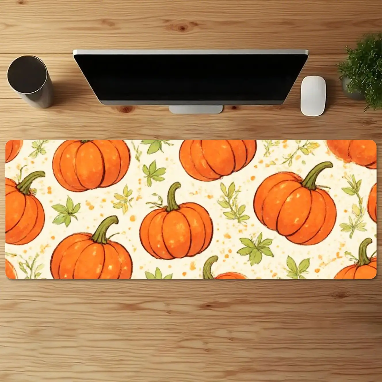 Alas Mouse Kain Anti-Selip yang Nyaman dengan Pola Labu Lucu Bertema Musim Gugur untuk Kantor & Rumah, Hadiah Halloween Thanksgiving untuk Teman