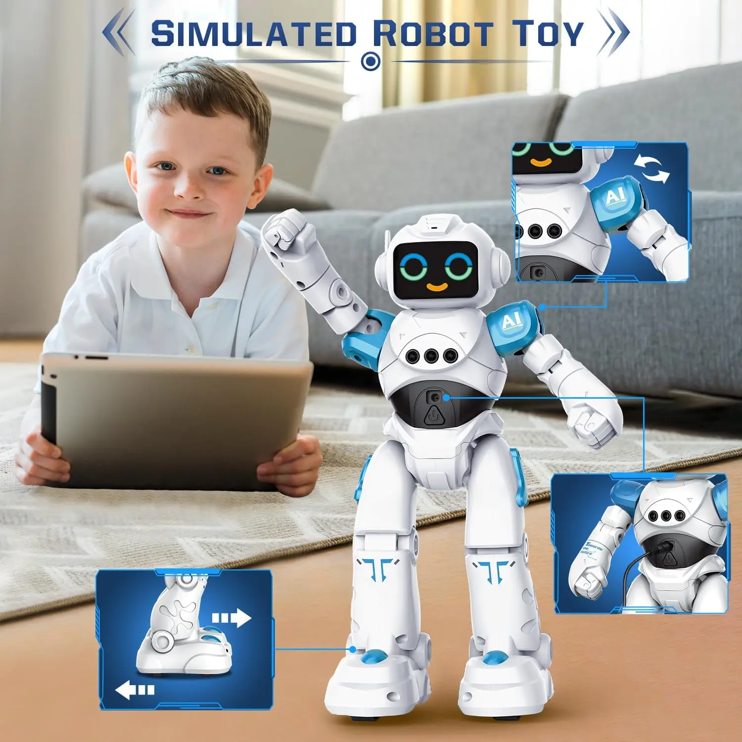 Picture 6: Interactive Kids' RC Robot Toy with Voice Commands, Remote Control, Gesture Sensing, and Emotional Responses